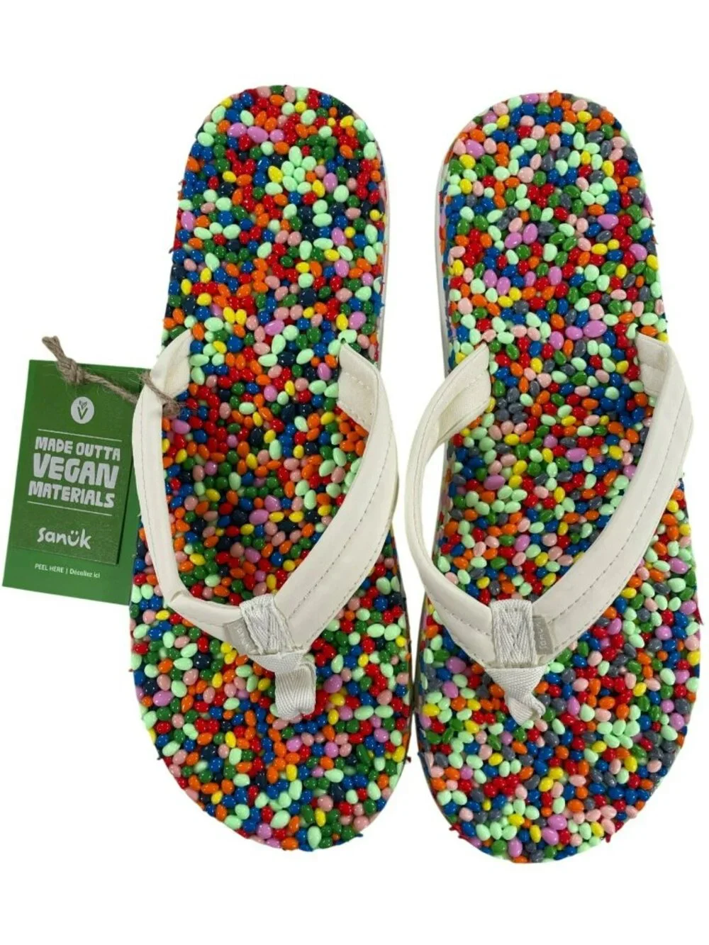 Sanuk Bubblecush Flip Flops Colorful Vegan Materials Comfy Women's Size 8 NEW - Picture 4 of 9